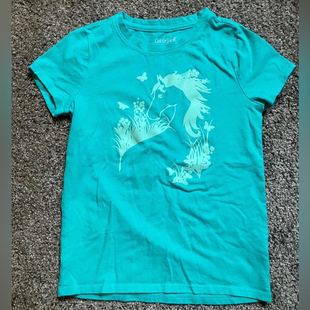 Cat & Jack Horse Teal Tee